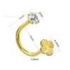 Binkes F136 Aleación de Titanio Dorado Diamante Incrustado Forma de U Perforación de Cartílago Pendiente de Oreja Versátil Anillo de Nariz Anillo de Ombligo Joyería
