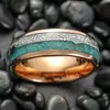 Foco na Moda: Anéis Únicos Que Tecem Juntos Aço Inoxidável e Elementos Coloridos, Ouro Rosa Verde + Prata Seda Ponta de Flecha