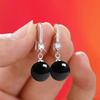 Elegantes Aretes de Perla de Concha Negra Gris Oscuro para Mujer, Aretes de Circonita de Perla de Imitación Roja Color Oro Plateado Plata 925
