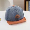 Gorra de Mezclilla para Bebé Ins Nueva Letra Etiqueta de Nube de la Suerte Sombrero para el Sol Sombrero Coreano para Bebé de Ala Suave