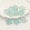 Colgante de Flor de Vidrio con Agujero Recto, Adorno de Flor de Cinco Pétalos, Cuentas Sueltas para Pulsera y Collar DIY, Materiales para Aretes con Borla Estilo Antiguo