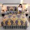 Juego de Cuatro Piezas de Vellón de Leche de Alto Peso Cálido Espeso Franela Coral Fleece Sábana Funda Nórdica Juego de Tres Piezas Ropa de Cama