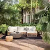 Sofá de Ratán para Exteriores Patio Terraza Balcón Ocio Jardín al Aire Libre Casa de Huéspedes Sala de Estar Sofá de Bambú Impermeable para Exteriores