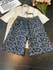 Shorts de Mezclilla Lavados Retro Americanos con Estampado Completo de Estrellas para Hombres y Mujeres, Pantalones Casuales de Cinco Puntos Sueltos Rectos Adelgazantes de Verano