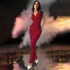 Transfronterizo 2026 Verano Moda Europea y Americana Sexy Escote en V Profundo Sin Mangas Espalda Descubierta Vestido de Noche Vestido de Moda para Mujer
