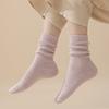 Meias de lã novas para outono e inverno, meias cano alto de cor sólida versáteis para senhoras, meias de cashmere absorventes de suor e respiráveis para crianças, meias quentes de inverno