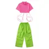 Trajes de Hip-Hop y Street Dance para Niños Ropa de Moda Disfraces de Jazz para Niñas Serie de Colores Dopamina Crop Top Ropa de Baile