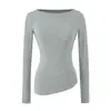 Camiseta de Manga Larga con un Hombro Estilo Puro Deseo Otoño Nueva Moda Versátil Ajuste Delgado Color Sólido Top Básico Chica Atractiva Mujer