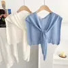 Nuevo Chal Tejido Hueco de Color Sólido Simple Estilo Coreano para Mujer, Versátil para Primavera y Verano, Adecuado para Habitaciones con Aire Acondicionado, Elegante Cárdigan Pequeño