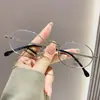 Gafas Cuadradas Anti-Luz Azul Xiaohongshu Sin Receta para Caras Grandes, Efecto Adelgazante, Montura de Alambre Dorado, Gafas de Prescripción con Montura de Metal