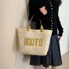 Comércio Exterior Atacado 2026 Nova Bolsa de Palha Moda Feminina Grande Capacidade Ombro Único Elegante Carta Transversal Bolsa Tote