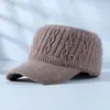 Chapéu de Malha com Aba Quente para Proteção das Orelhas Outono e Inverno para Mulheres Estilo Coreano Chapéu Vazio para Esportes ao Ar Livre Boné de Beisebol com Plus Veludo Atacado