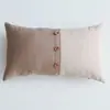 Almofada de Lançar Patchwork Listrado Botão Estilo Floresta Algodão Linho Nórdico Almofada Lombar de Escritório Fronha Atacado