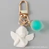 Chaveiro Pingente Ins Tendência Anjo de Asas Brancas Bola Colorida de Gelatina Acessório Personalizado para Bolsa e Capa de Fone de Ouvido