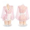 Lencería Sexy Uniforme de Sirvienta Conejito de Leche Japonés Lindo Deseo Puro Estampado de Conejo Camisón Estilo Japonés Lazo Vestido para Dormir