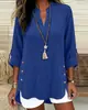 2026 Comercio Exterior Transfronterizo Europeo y Americano Ebay Amazon Moda Color Sólido Tendencia Camisa de Mujer Otoño Cuello en V Manga Media