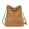 Bolso Cubo Mao Mao con Flecos Transfronterizo para Mujer Suministro Bolso de Hombro de Ante Bolso de Hombro Cruzado de Lana de Cordero para Viajero