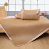 Juego de tres piezas de alfombrilla de ratán suave de verano, alfombrilla de seda helada plegable de doble cara engrosada, verano 1.6 metros, alfombrilla de paja para el hogar, venta al por mayor