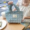 Bolsa Ins Bubble Estilo Preguiçoso Cor Pura Mão Zíper Compras Saco de Pano Portátil Grande Capacidade Bolsa de Lona