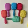 Pente Quadrado Vazado com Glitter Transfronteiriço Pente para Alisar Cabelo Seco e Molhado Pente de Malha em Favo de Mel Pente Massageador para Alisar o Cabelo