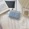 Cartera de mujer estilo coreano, estilo corto, estilo Chanel, gran capacidad, para estudiantes, color liso, sencilla, con bordes cruzados.