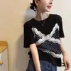 Camiseta de Manga Corta Empalmada Falsa de Dos Piezas con Diseño Nuevo Verano 2026 para Mujer Estilo Francés de Lunares Top Versátil A12715