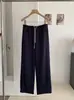 Pantalones de chándal anchos con cordón y bloques de color KEKEZOON para mujer, nueva colección de otoño, pantalones largos casuales holgados estilo coreano 8814