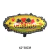 Balão de Filme de Alumínio Poker Transfronteiriço Quadrado de Espadas Balão de Dado de 24 Polegadas Balão de Nota de Dinheiro Temático de Cassino Decorativo