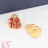 Colgante de aleación de zinc estilo chino de tortuga dorada, pez koi de oro antiguo, futuro como brocado, accesorios de la marca Lucky, hechos a mano con cuentas DIY