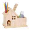 2026 Portalápices Casa de Pájaros de Madera Pino Madera Caja de Almacenamiento de Papelería Creativa para Oficina Decoración de Escritorio Se Puede Personalizar con Logo