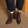 2026 Botas de Moda Estilo Coreano Otoño/Invierno Nuevas Impermeables con Plataforma y Tacón Alto para Mujer Tacón Grueso Suela Gruesa Botines Retro Punta Fina Botas de Moda