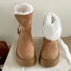 Botas de Nieve Gruesas de Moda Versátiles para Mujer 2025 Otoño e Invierno Nuevo Estilo Retro con Forro de Felpa, Antideslizantes, Cómodas Botines de Plataforma