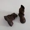 Fivela de Cinto de Nicho Botas de Equitação Plissadas Emagrecedoras para Mulheres Moda Outono e Inverno 2025 Estilo Britânico Botas de Moda Meia-Panturrilha Melard