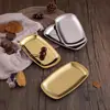 Chapa Retangular Grossa para Churrasco Transfronteiriça, Bandeja Plana, Prato de Sobremesa, Prato de Lanche de Aço Inoxidável Estilo Coreano