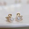 Brinco de Pérola DIY Acessórios Semi-Acabados Zircônia Cisne Pequeno Lindo Studs de Prata Esterlina Bases para Brincos