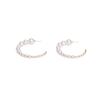 Pendientes de tuerca geométricos circulares de perlas de moda estilo coreano para mujer temperamento dulce fresco Pendientes en forma de C para niña en stock al por mayor