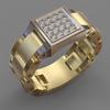 Hecheng Joyería Caliente Transfronteriza Oro Bicolor Reloj Cuadrado Anillo para Hombre de Negocios Moda Regalo Festival Hombres