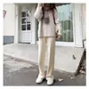 Pantalones Anchos de Pana Gruesa Forrados de Polar Talla Grande 200 Jin para Mujer Otoño/Invierno Nuevos Pantalones Rectos Sueltos de Pana para Mujer