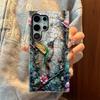 Design de Flor Tridimensional em Mármore Adequado para Capa de Celular Samsung S25, Capa Anti-Queda Samsung S24 Dois em Um