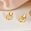 Pendientes Irregulares Geométricos de Nuevo Producto Transfronterizos, Acero Inoxidable de Acero de Titanio Chapado en Oro de 18 Quilates, Pendientes Vintage, Joyería Exquisita de Alta Gama