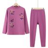 Ropa Interior Térmica de Otoño e Invierno para Mujeres de Mediana Edad y Mayores, Gruesa con Forro Polar Talla Grande Cuello Medio Alto Set de Camiseta Térmica y Pantalones para Mamá