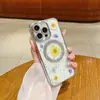 Funda de teléfono móvil con succión magnética de flor de agujero fino para Apple 16promax tendencia 16 flores 15 película para lente 12 personalidad 11