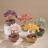 Árbol de la fortuna de citrino natural adorno pequeño, rosa-morado, trae buena fortuna, ideal para la oficina, escritorio o espacio de trabajo, un regalo creativo para la sanación y el bienestar