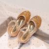 Nuevas Sandalias para Niñas Primavera/Verano Estilo Coreano Zapatos de Princesa con Lazo para Bebé Zapatos de Lentejuelas para Baile y Actuación para Niñas