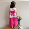 Conjunto de Verão para Meninas 2026 Novo Estilo Top sem Mangas Infantil Colete Calça Princesa Verão Roupas Finas