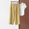 Pantalones Amarillos Cortos para Mujer, Estilo Delgado de Verano, Nuevo Modelo 2026, Pantalones Harem de Algodón y Lino, Hielo de Seda