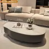 Mesa de centro de madera maciza color nogal, estilo francés minimalista moderno de lujo ligero, para uso en sala de estar, estilo wabi-sabi minimalista de alta gama color crema