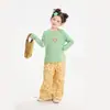 Pantalones Casuales de Algodón Puro con Estampado Multicolor para Niñas, Otoño 2026, Pantalones de Pierna Ancha Rectos con Pliegues para Niños