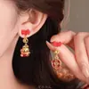 Pendientes de la Fortuna de Año Nuevo para Mujer 2026 Nuevos Pendientes de Botón Rojos Festivos Populares Diseño Único Pendientes de Gama Alta