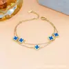 Pulsera de trébol de cuatro hojas buena suerte doble cara Pulsera de cinco flores Oro de 18 quilates No se decolora venta al por mayor de fábrica